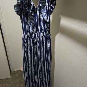 SHEIN Navy and White Backless Dress